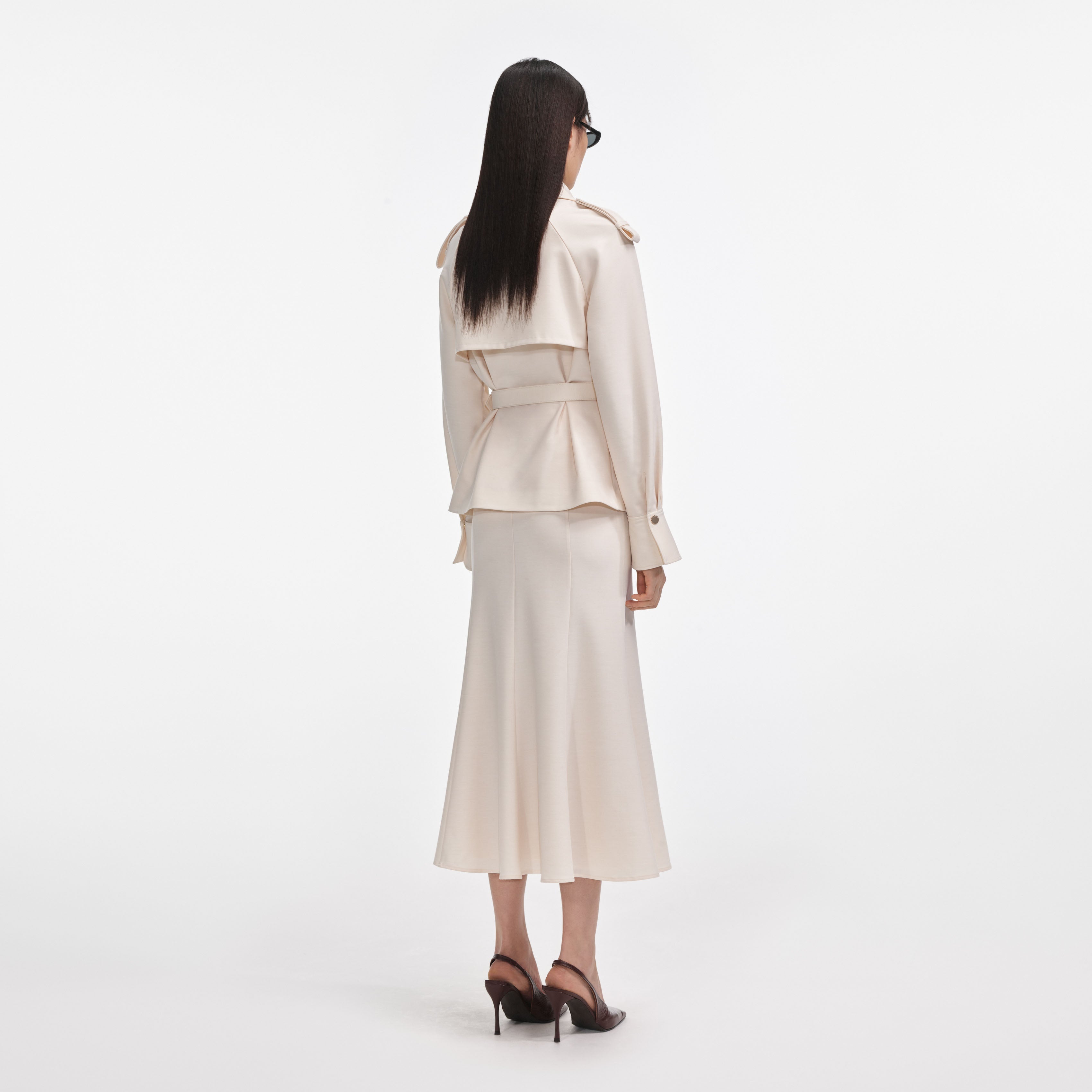 Cream Twill Midi Dress