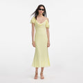 Yellow Georgette Frill Midi Dress