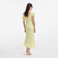 Yellow Georgette Frill Midi Dress