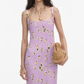 Lilac Floral Plisse Midi Dress