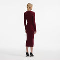 Burgundy Cut Out Rib Knit Midi Dress