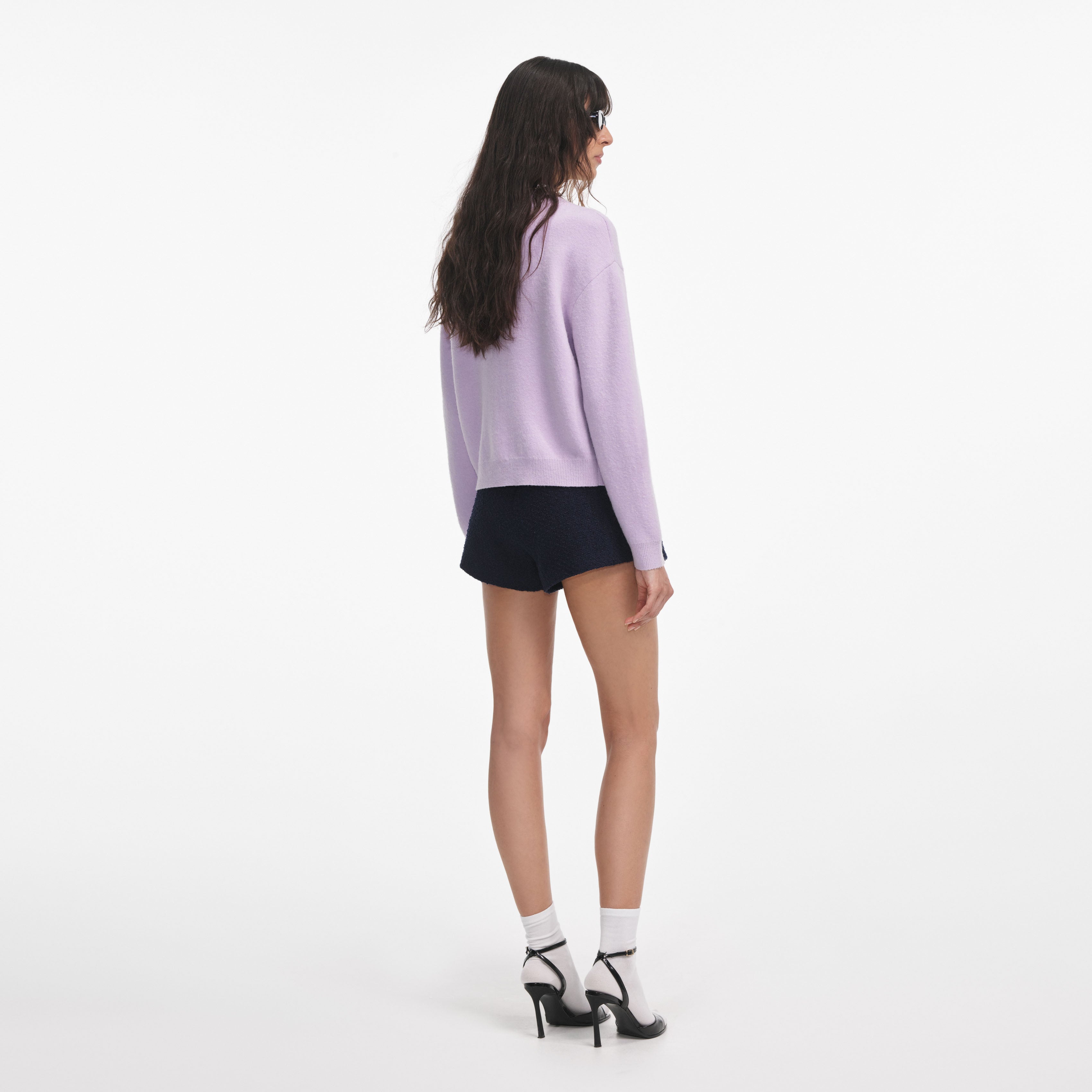 Lilac Crystal Trim Cardigan