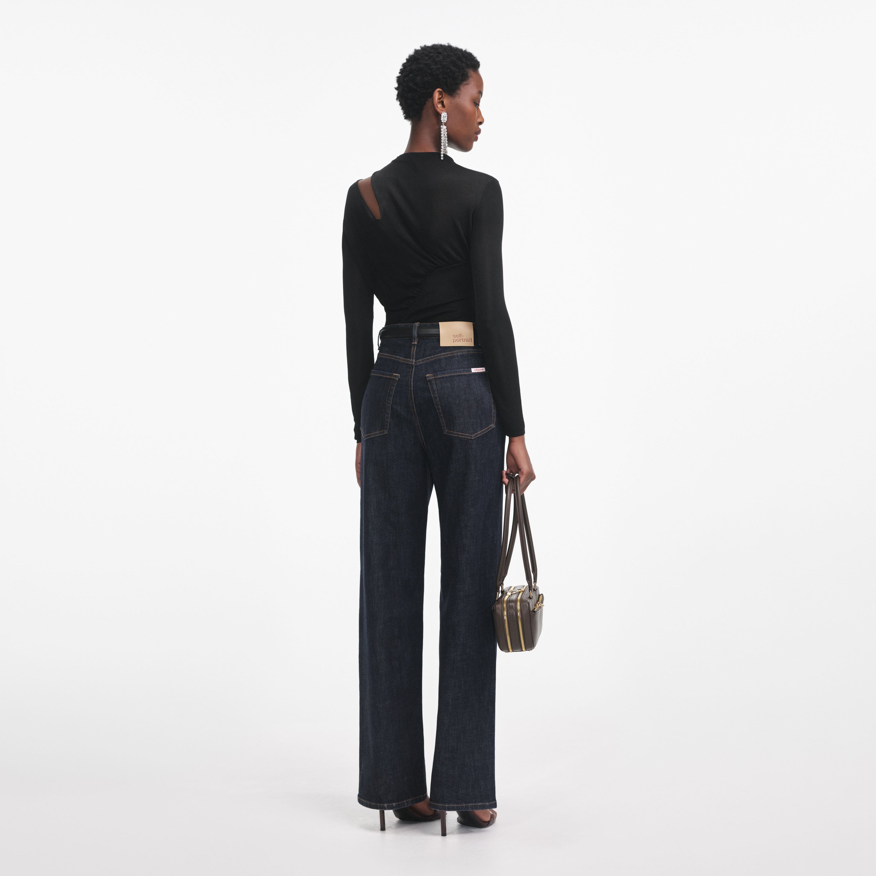 Black Cut Out Viscose Knit Top