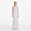 White Strappy Floral Lace Maxi Dress