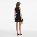 Black Pointelle Knit Mini Dress