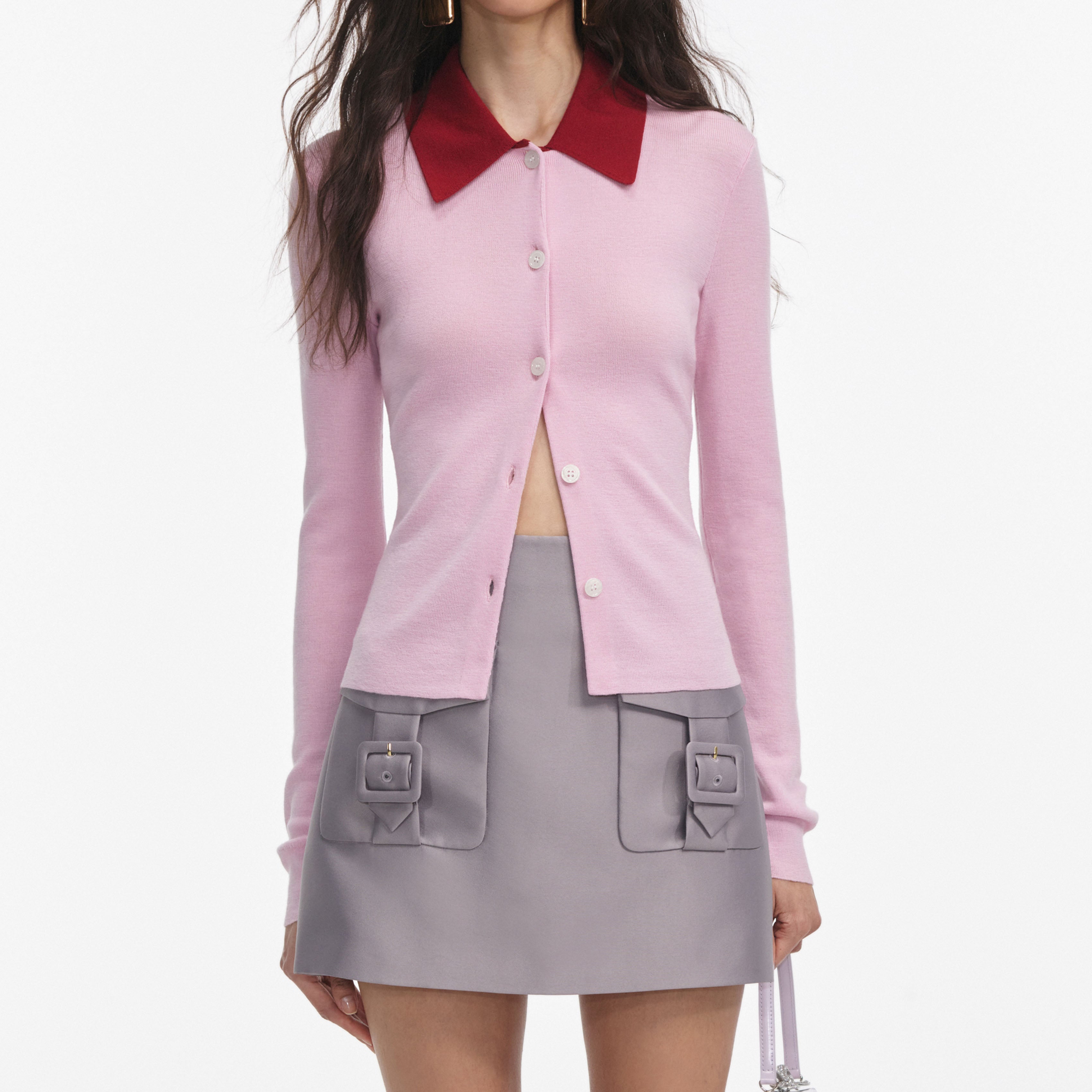 Pink Merino Wool Cardigan