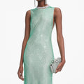 Mint Rhinestone Mesh Midi Dress