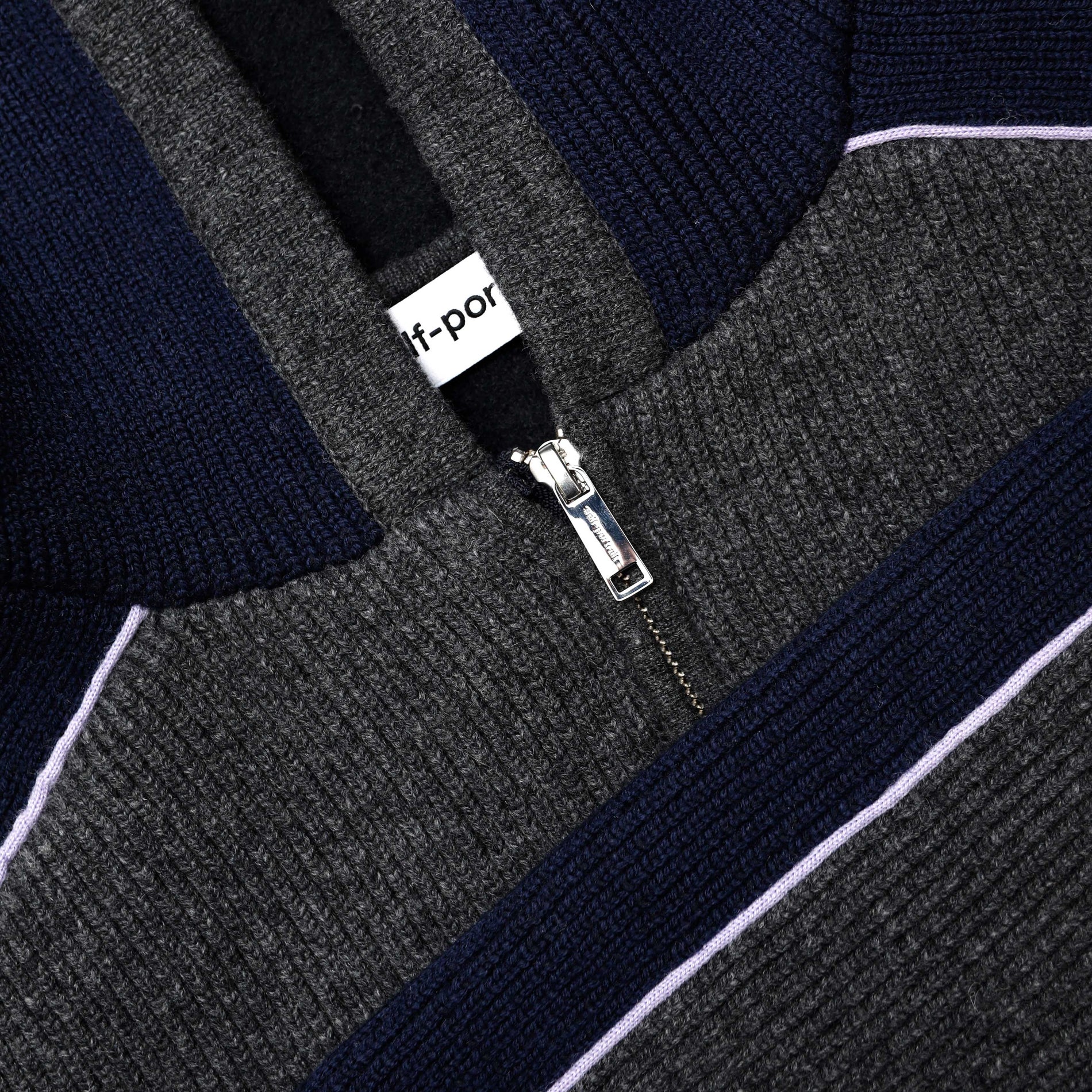 A close up of the fabric for the Grey Ribbed Knit Hoodie