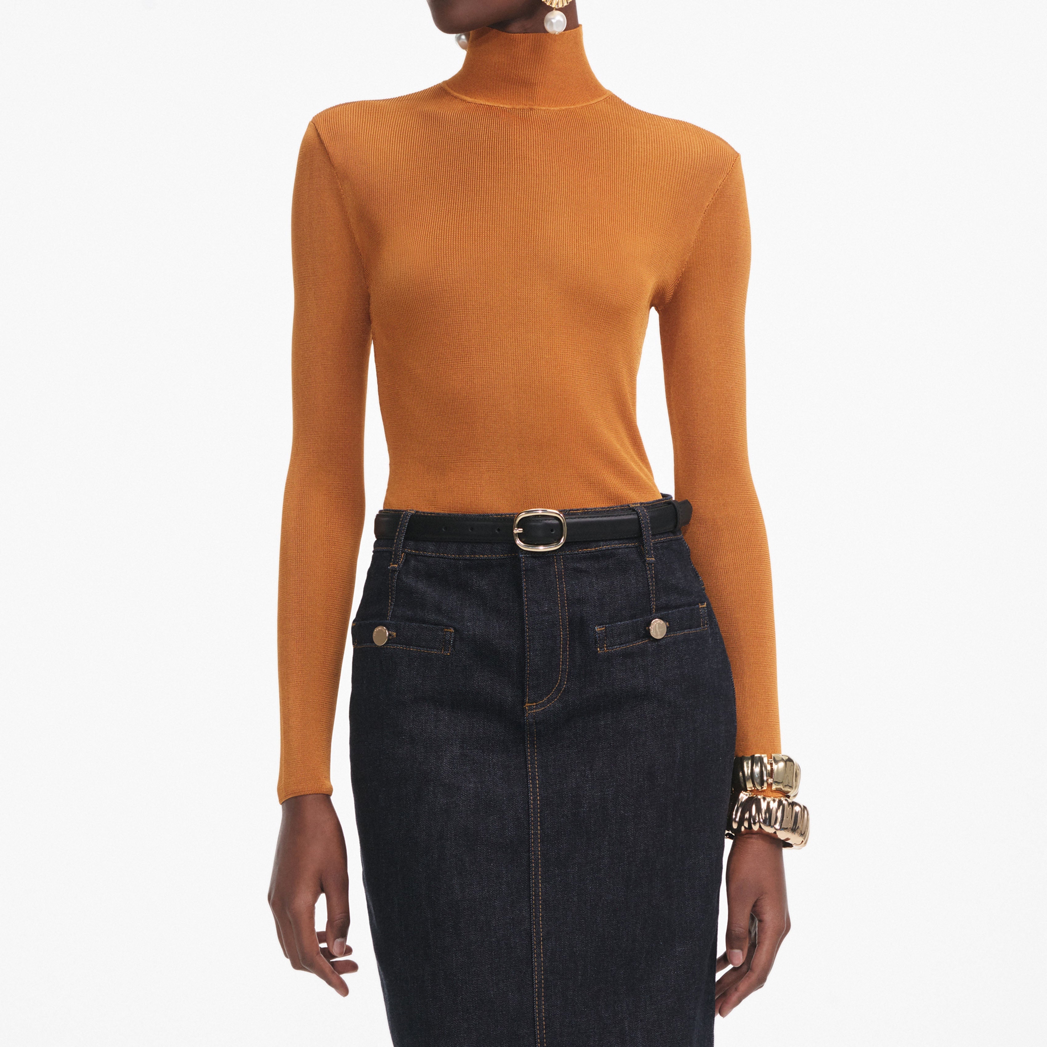 Burnt Orange Viscose Knit Top