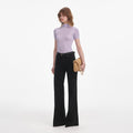 Lilac Viscose Knit Short Sleeve Top