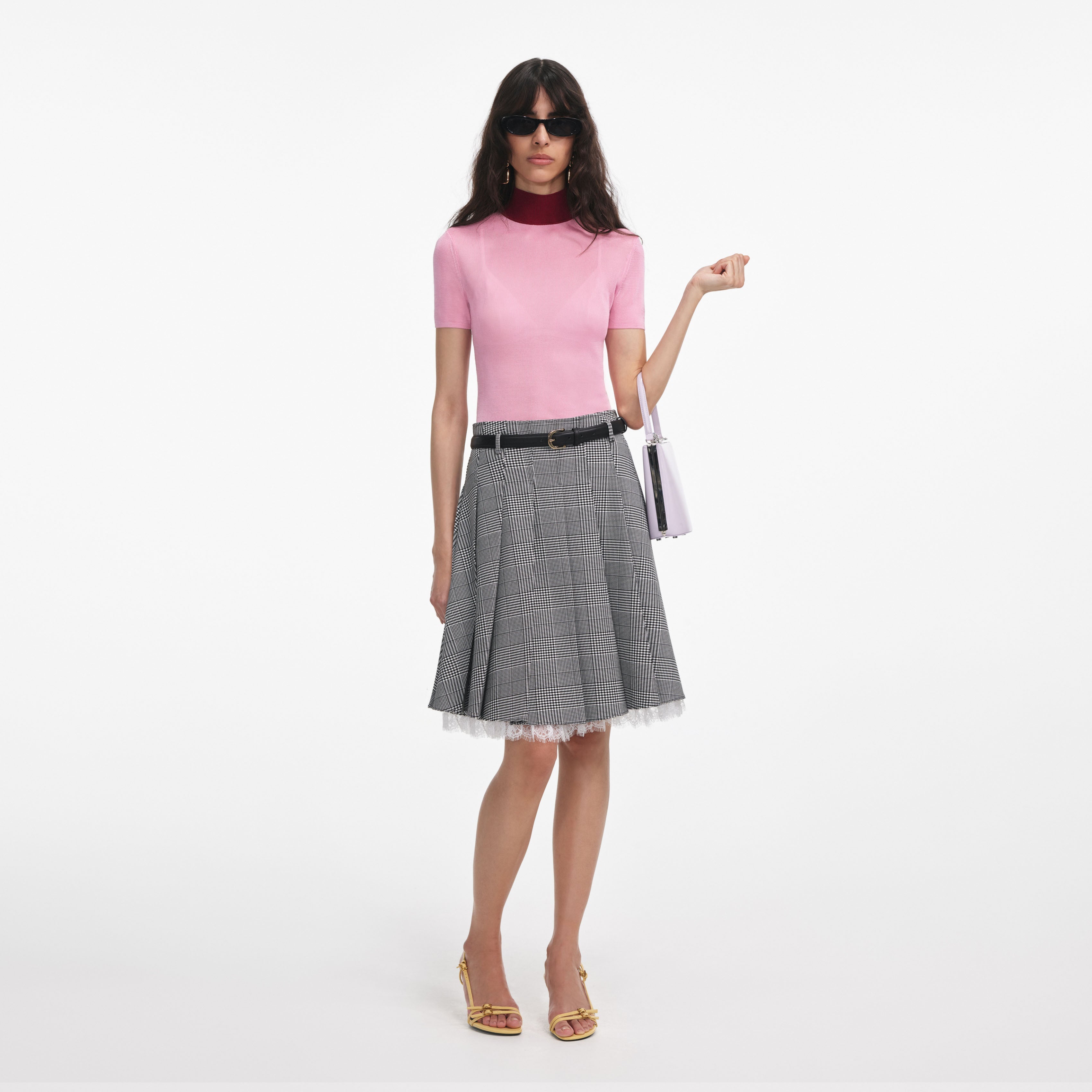 Pink Viscose Knit Short Sleeve Top
