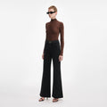 Brown Metallic Viscose Knit Top