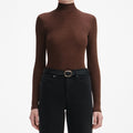 Brown Metallic Viscose Knit Top