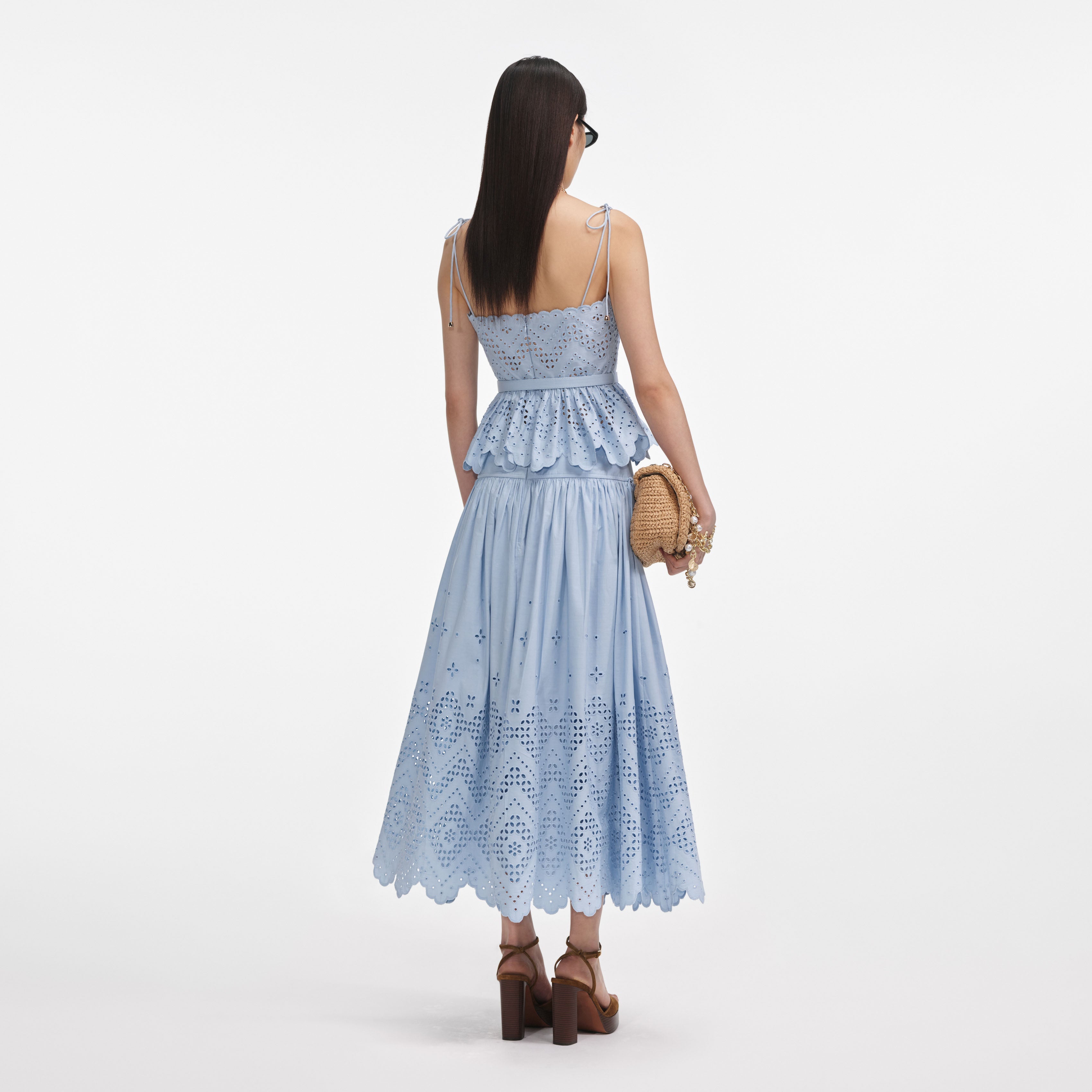 Blue Cotton Broderie Top