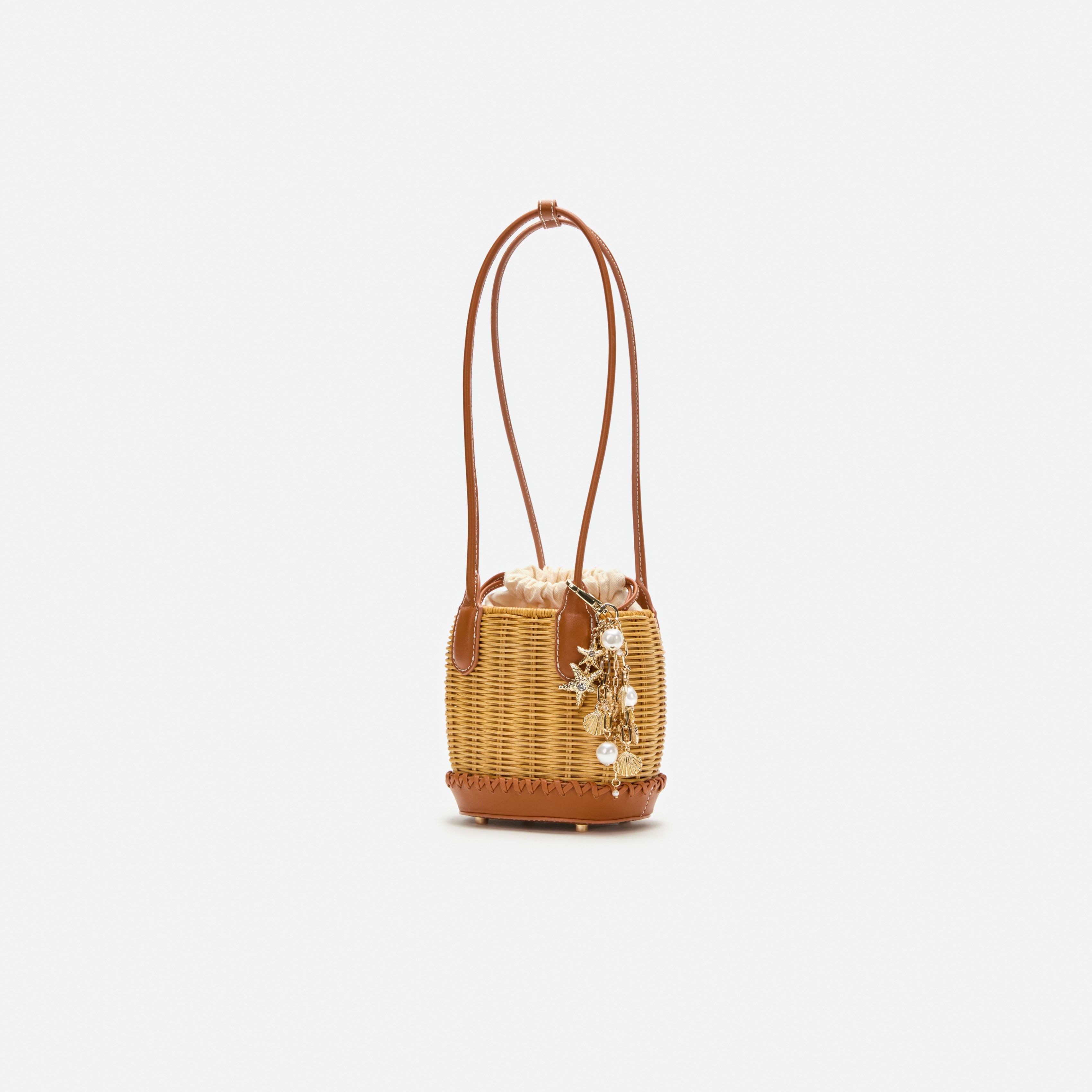 Rattan Charm Shoulder Bag