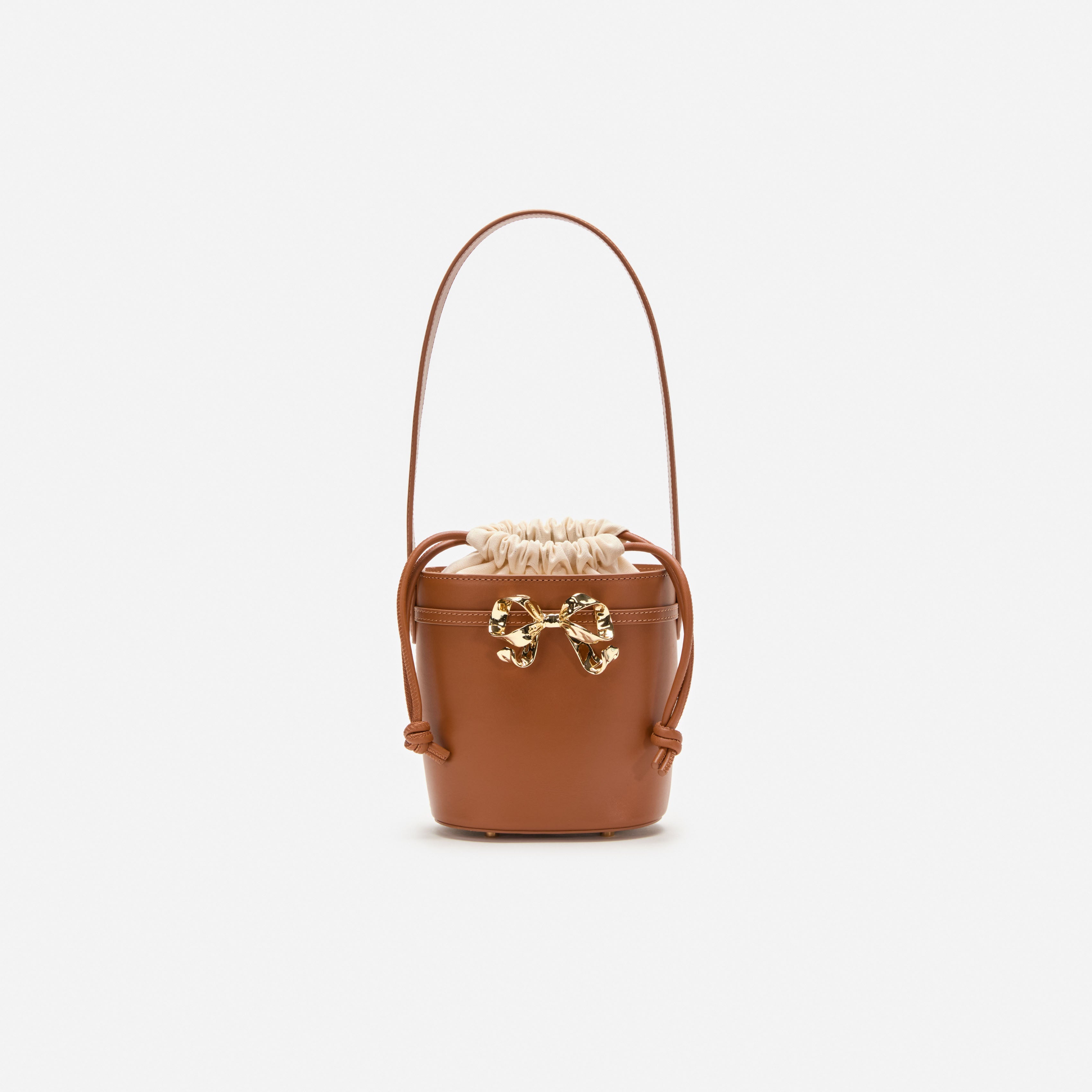 Brown Leather Shoulder Bow Bag