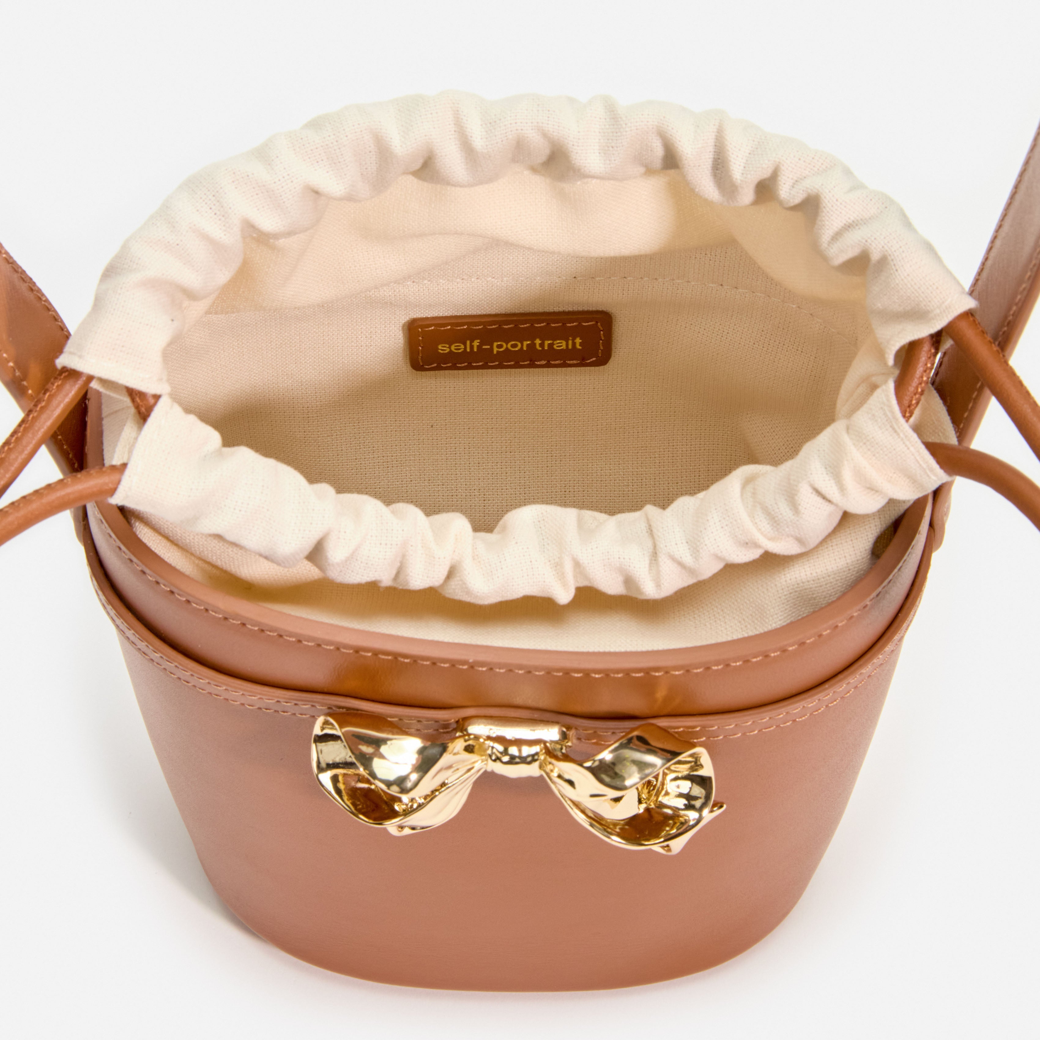 Brown Leather Shoulder Bow Bag