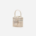Champagne Satin Rhinestone Vanity Case
