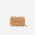 Raffia Bow Charm Shoulder Bag