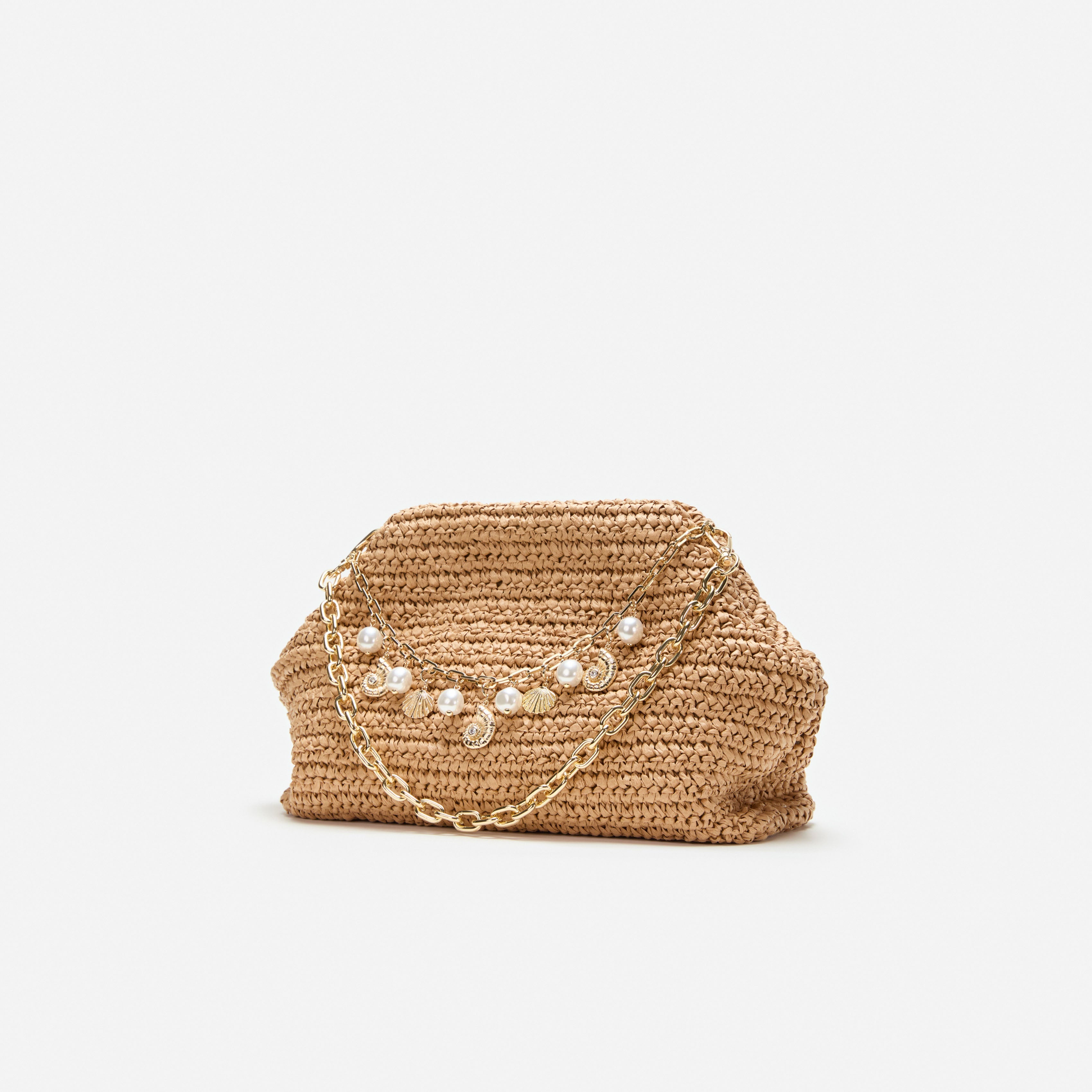 Raffia Charm Shoulder Bag