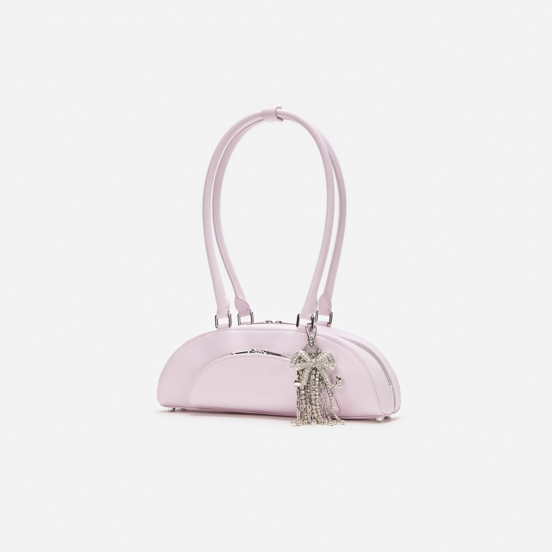 Lilac Leather Curved Charm Shoulder Bag