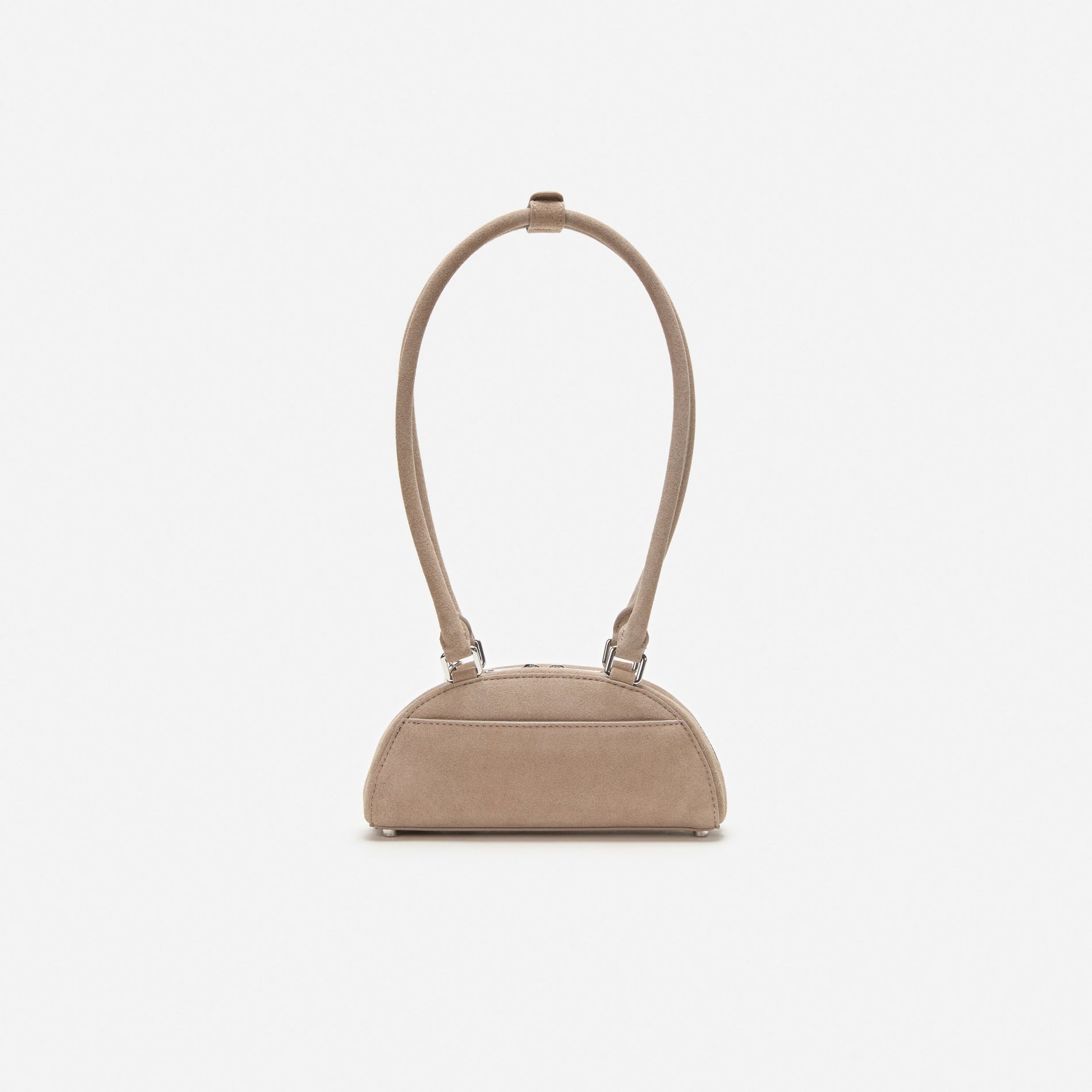 Grey Suede Mini Shoulder Bag With Charm