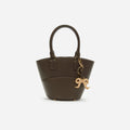 Dark Brown Leather Charm Tote Bag