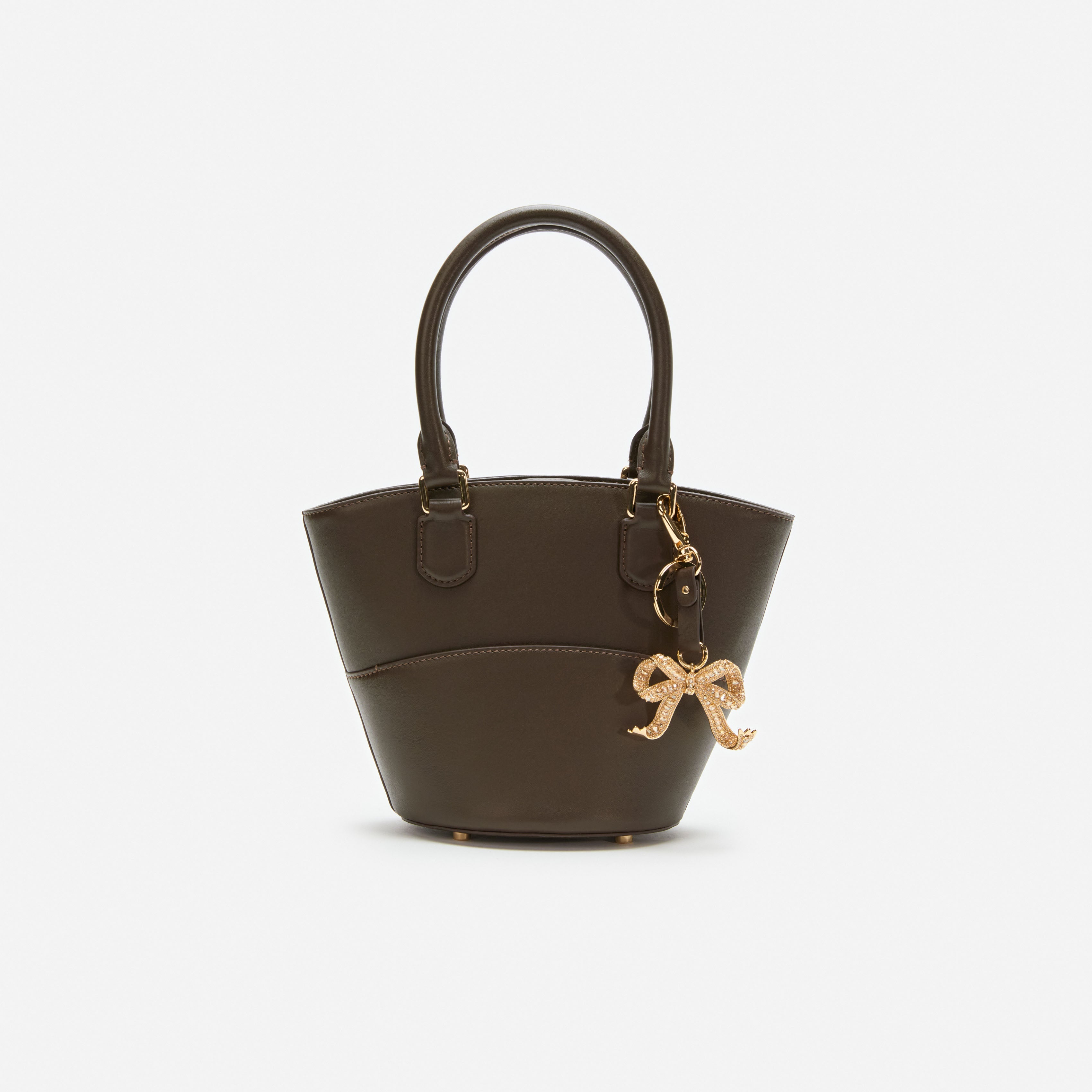 Dark Brown Leather Charm Tote Bag
