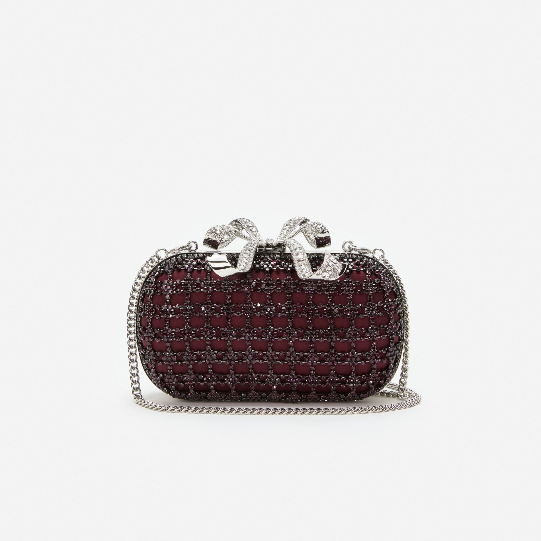 Burgundy Chainmail Clutch Bag