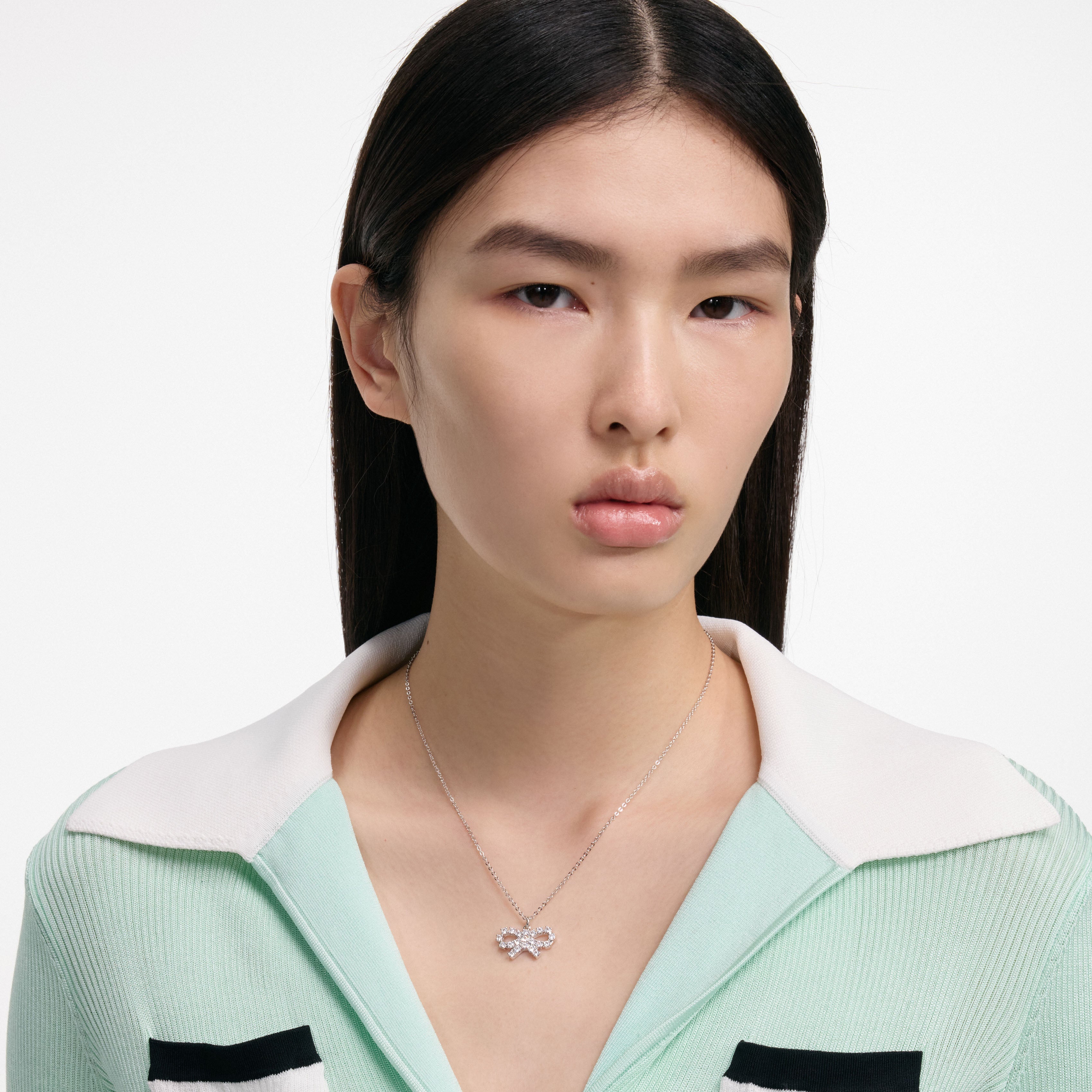 Micro Crystal Bow Necklace