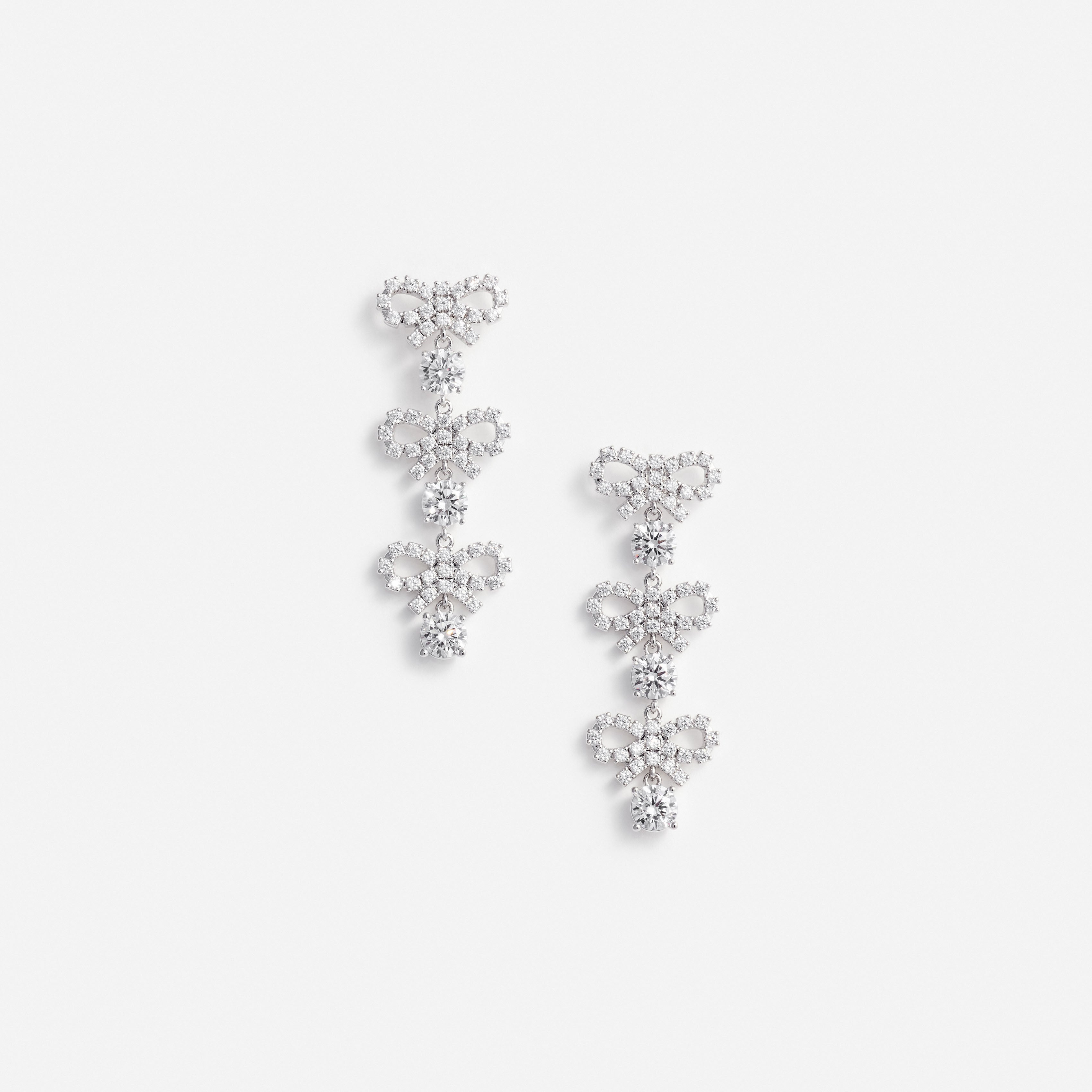 Micro Bow Crystal Tiered Earrings