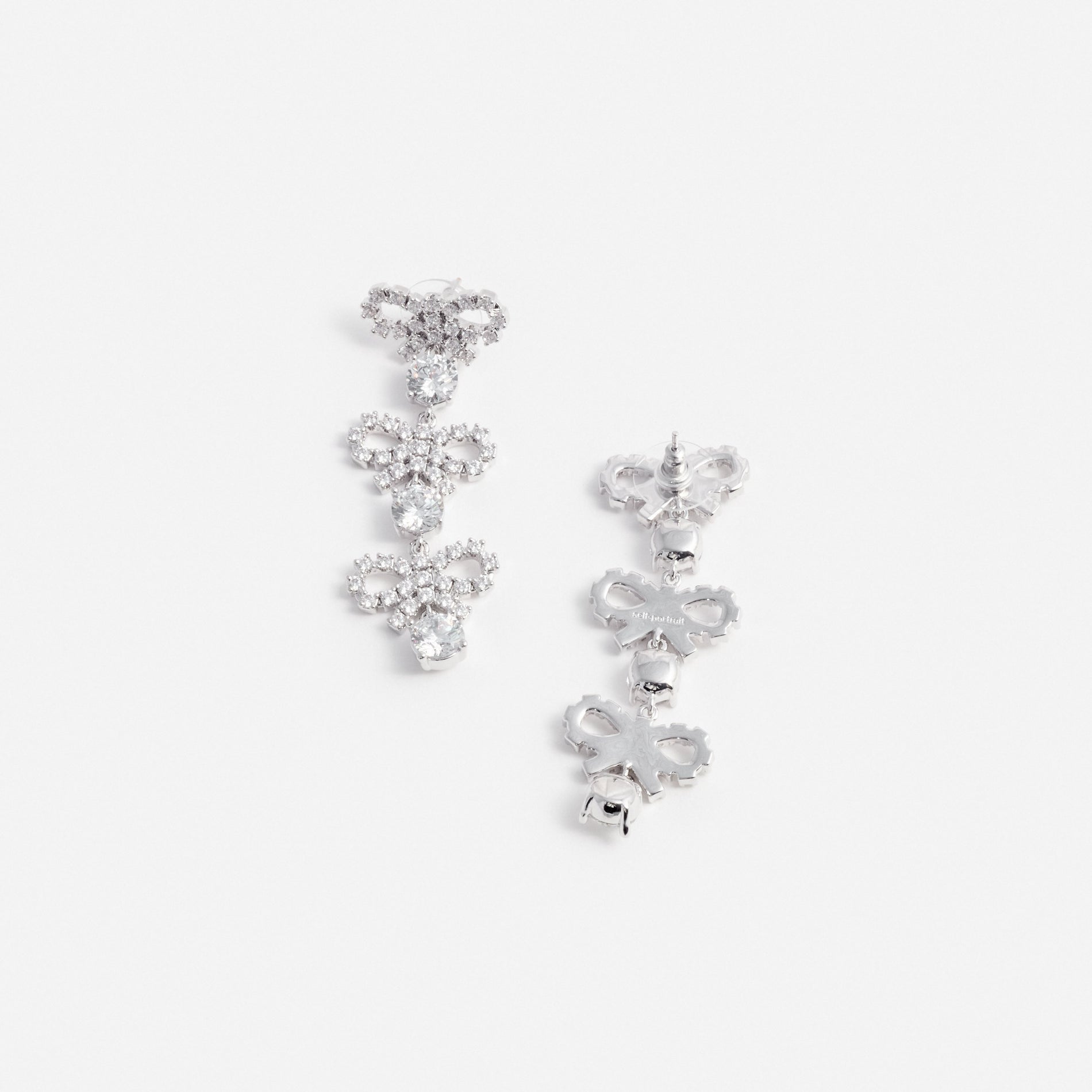 Micro Bow Crystal Tiered Earrings