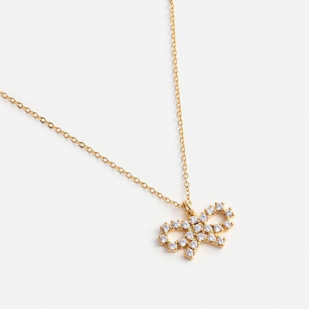 Micro Gold Bow Necklace