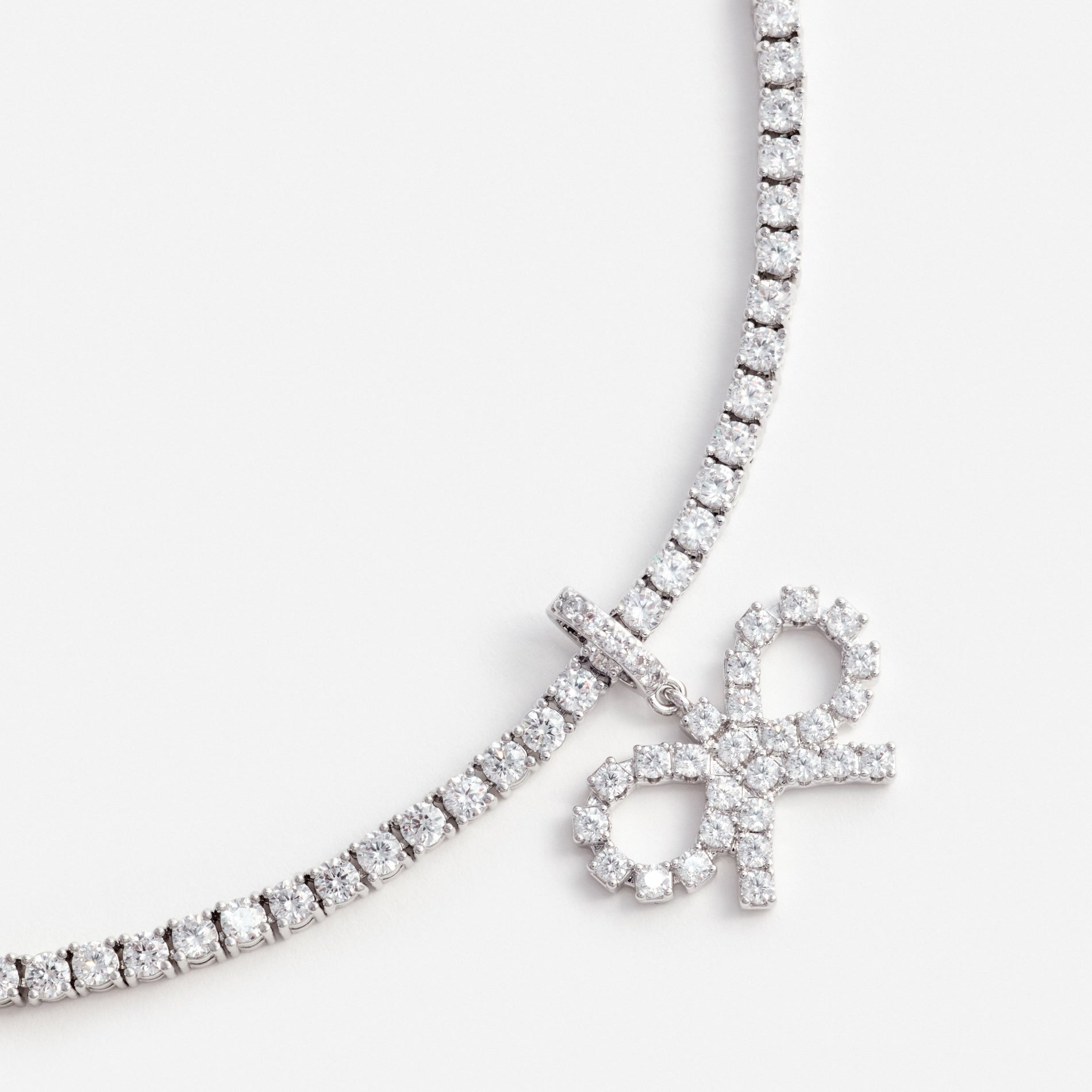 Crystal Bow Tennis Necklace