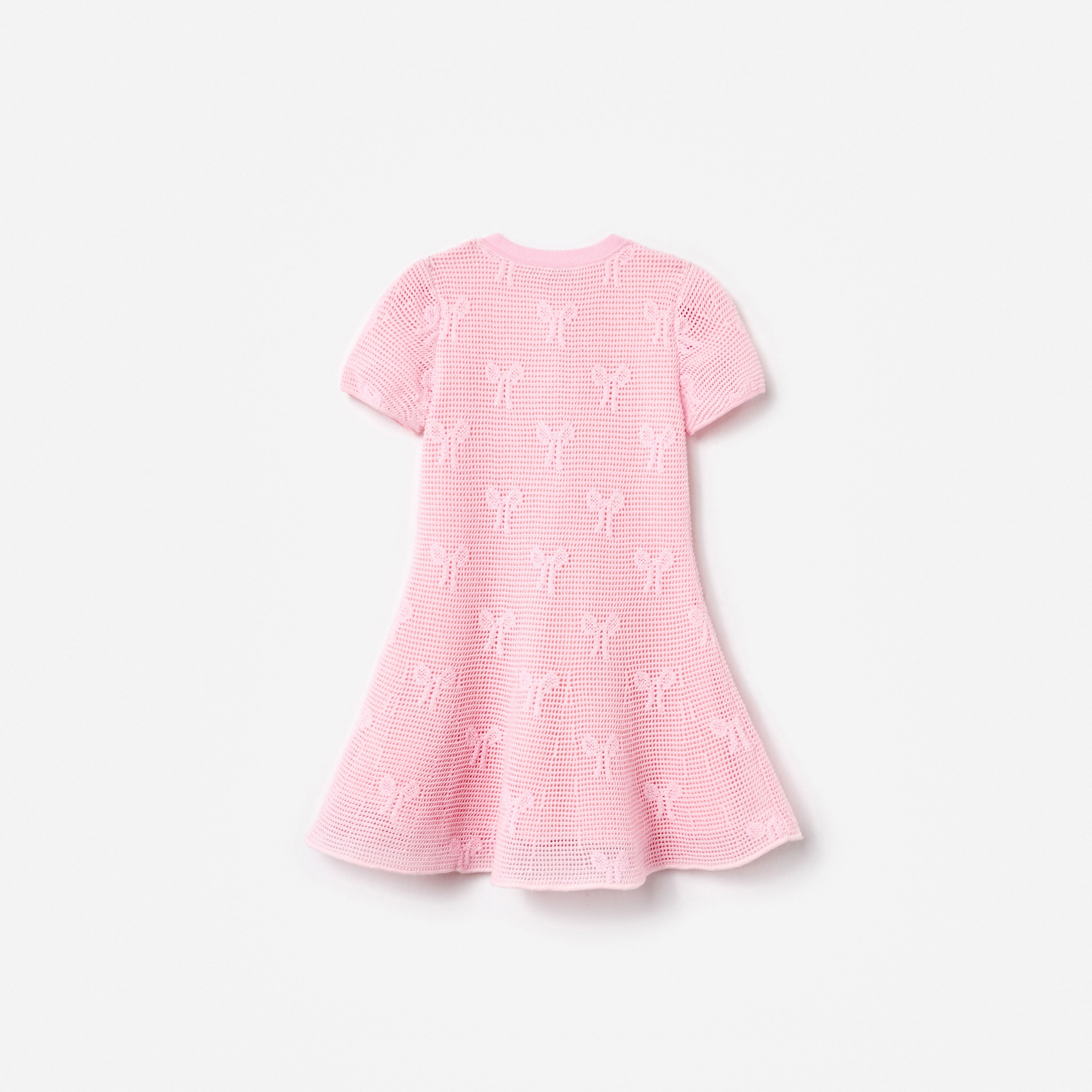 Pink Bow Crochet Knit Dress