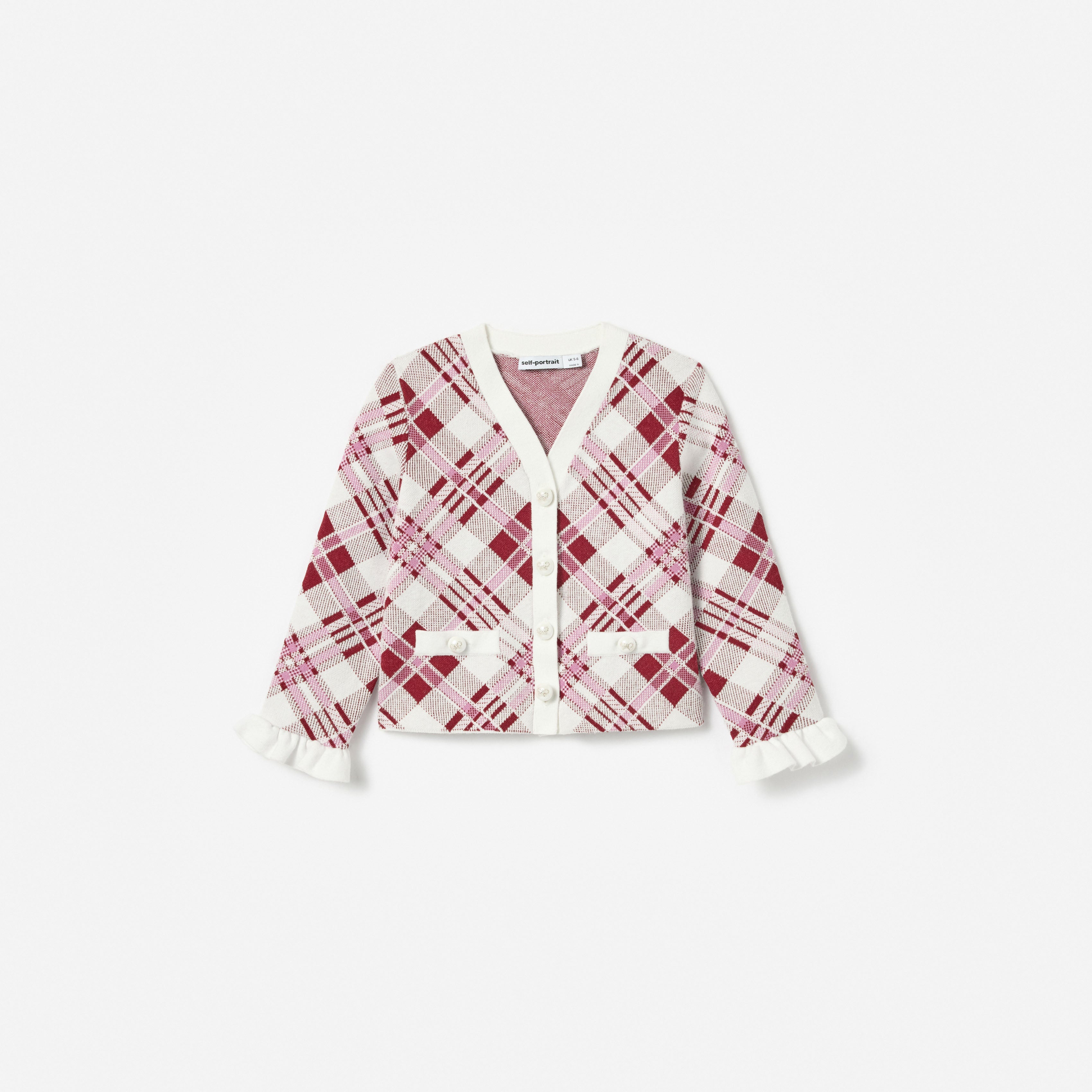 Burgundy Check Cardigan