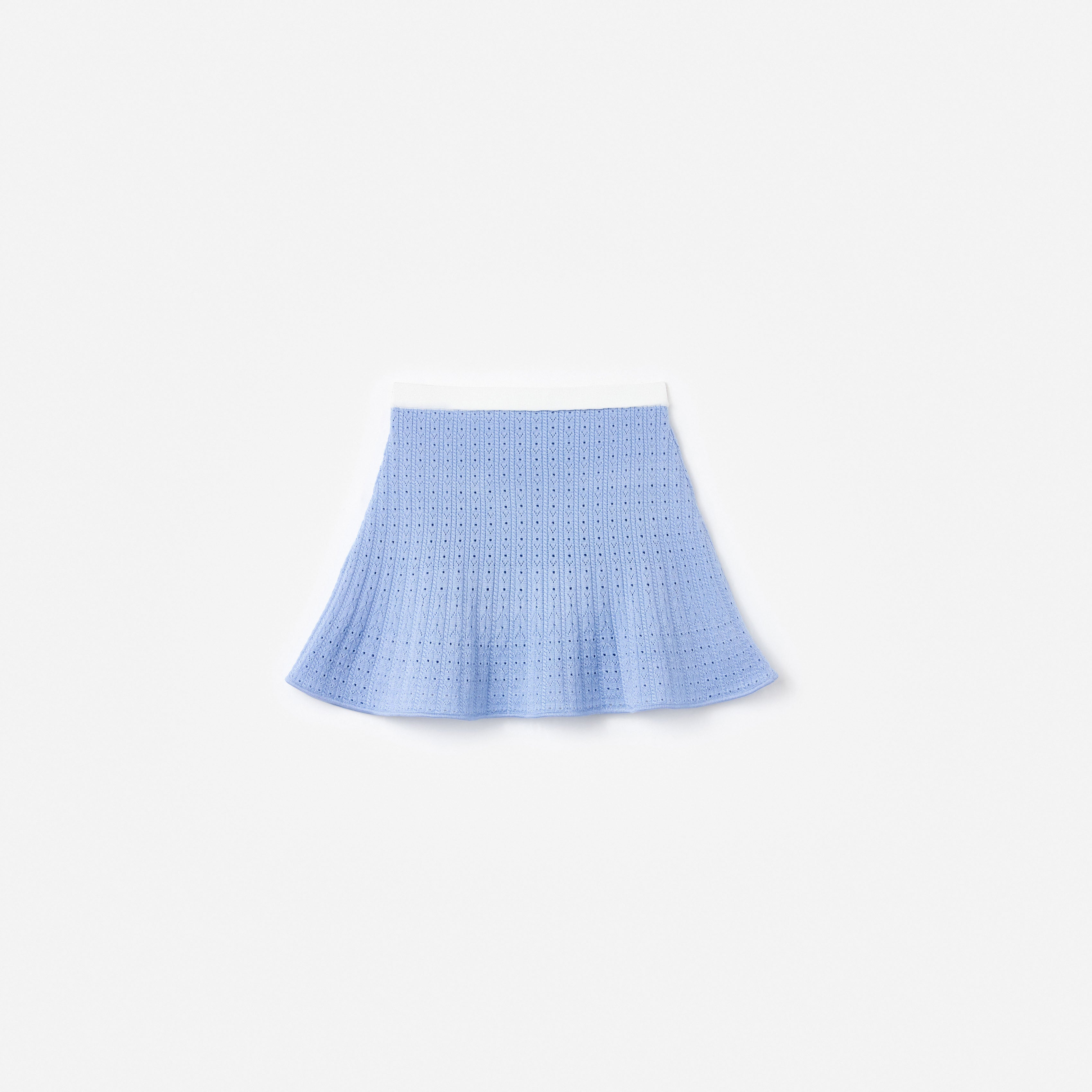 Blue Pointelle Knit Skirt