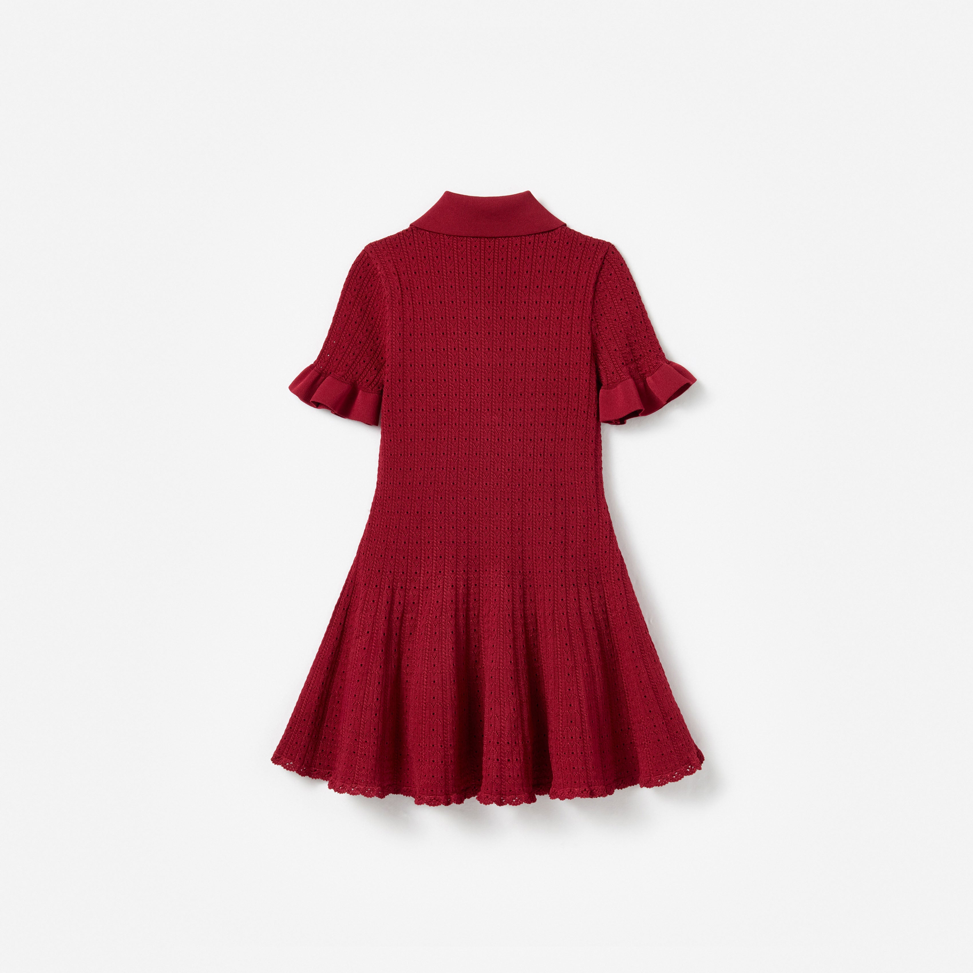 Burgundy Pointelle Knit Dress
