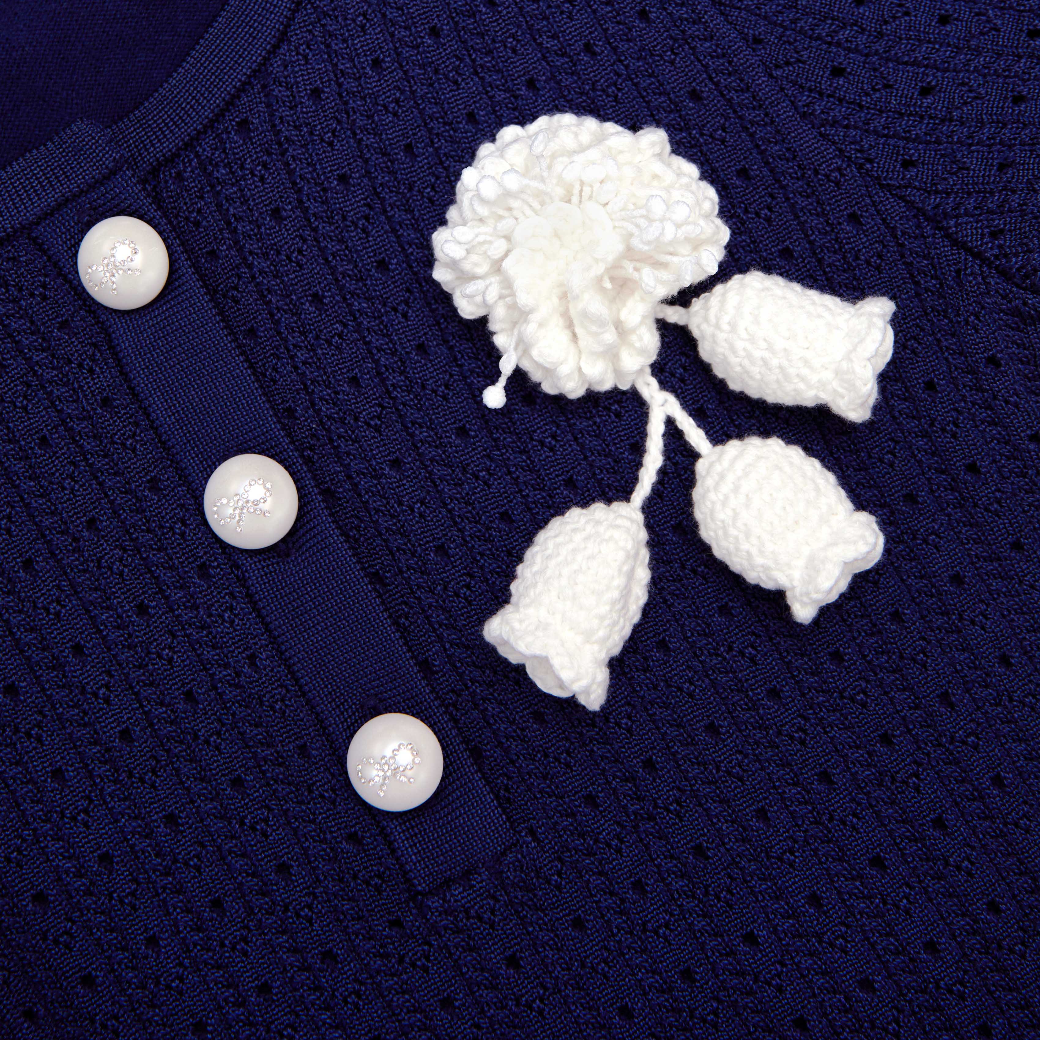 Navy Pointelle Knit Dress