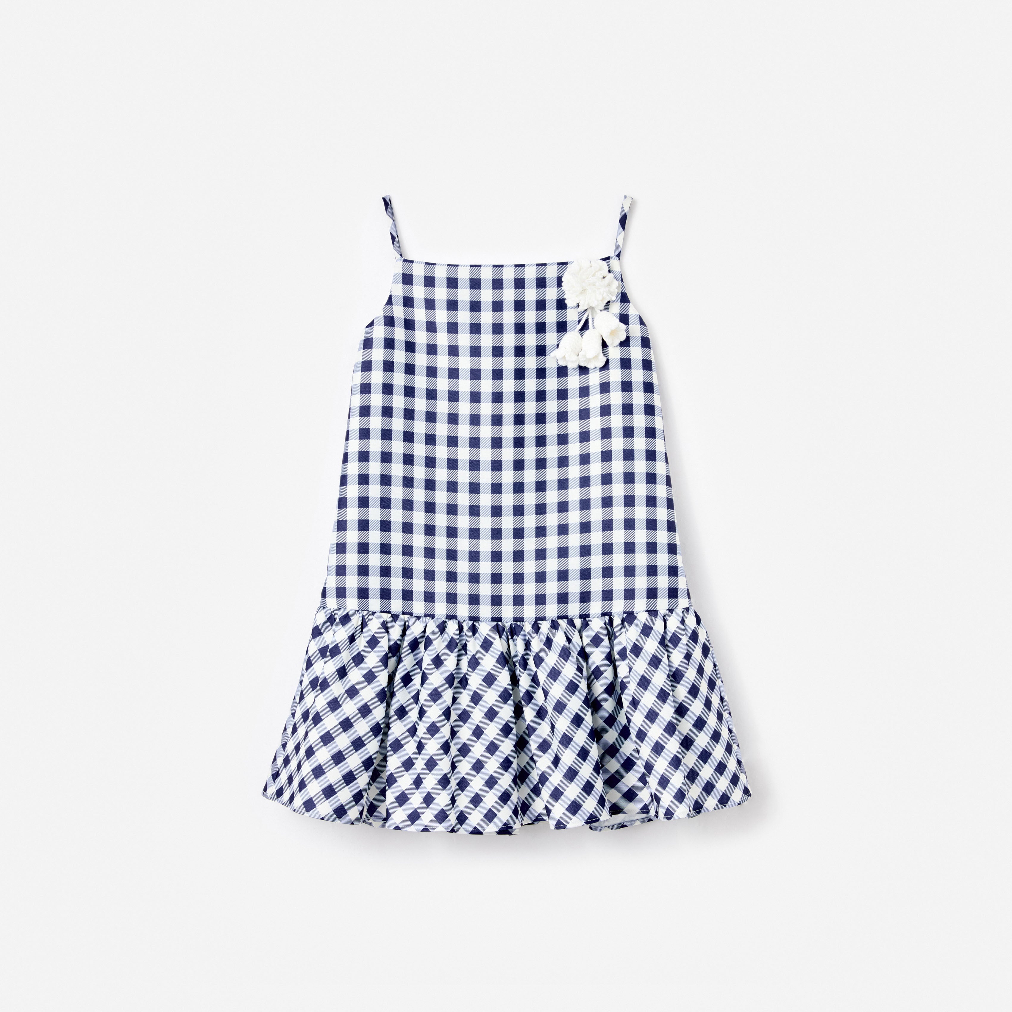 Navy Gingham Taffeta Dress