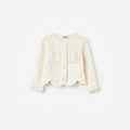 Cream Textured Bow Detail Cardigan