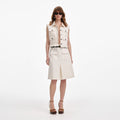 Cream Denim Midi Skirt