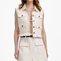 Cream Denim Sleeveless Top