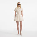 Cream Collared Denim Mini Dress