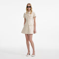 Cream Collared Denim Mini Dress