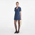Denim Crystal Bow Mini Dress