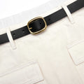Cream Denim Midi Skirt