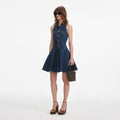 Denim Sleeveless Flared Mini Dress