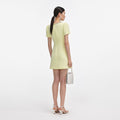 Yellow Crepe Crystal Trim Mini Dress