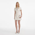 Cream Sequin Boucle Bow Mini Dress